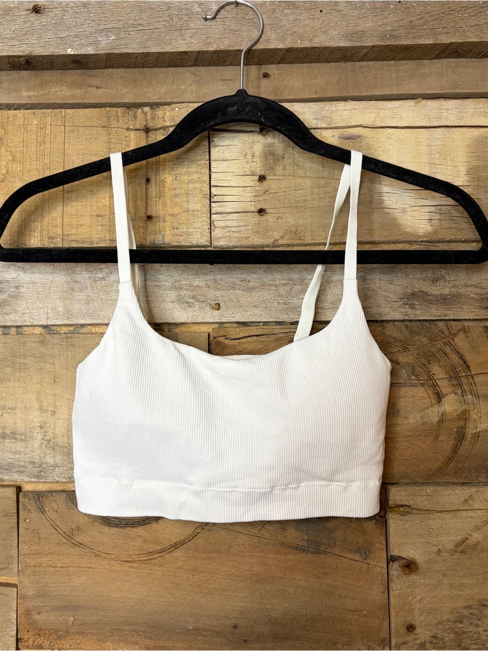 Aerie White Ribbed Bra Size Large